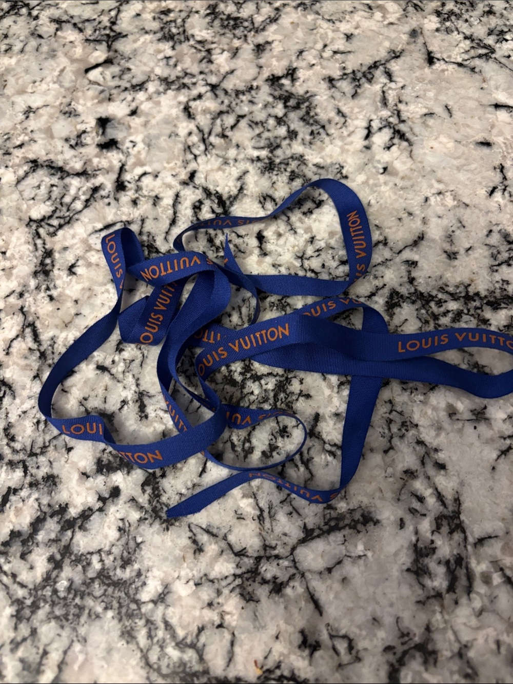 Louis Vuitton Royal Blue Ribbon with Orange Logo